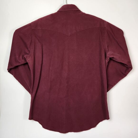 Vtg 90s Wrangler Mens L Pearl Snap Buttons Western Yoke Southwestern Chore Wear - Picture 9 of 14